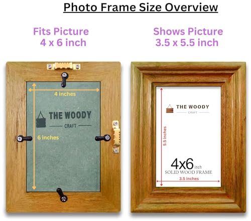 Image of 6x4 Photo Frame | Photo Frames for Wall Decor | Small Picture Frame | Orange Wood Frames for Wall | Best Gift for Friends & Family (4x6 inch, Orange)