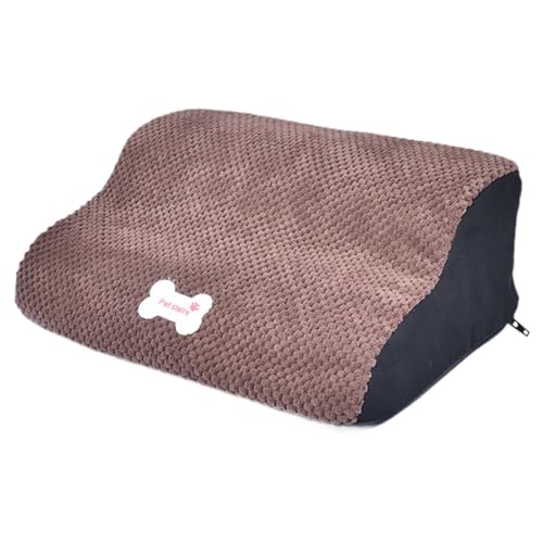 Cosiro 犬用階段 スロープ ペット用はしご 緩やかな傾斜 滑り止め 高いベッド クライミング 2段 多目的犬用スロープ階段 老犬 子犬用, コーヒー 高さ15cm