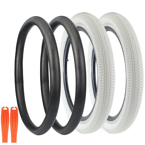 WEEROCK 2 Pack 20 Inch Bicycle Tire 20 * 2.125 with Inner Tubes,Bike Tyre for BMX, MTB Mountain Bike,Child Kid Bike,Tricycle,Crusier Bicycle, White