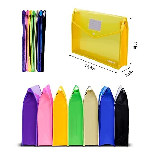 7 Pack B4 Plastic File Folders Waterproof Transparent Expandable File Folder - Purple&Pink&Yellow&Green&White&Blue&Black - Image 3