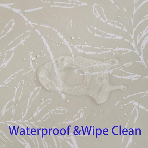 Image of Heavy Duty Vinyl Tablecloth with Flannel Backing Waterproof Oil-Proof Plastic Table Cloth Stain-Resistant Wipeable Rectangle or Square Table Cover for Indoor and Outdoor (Beige Leaf,60x102 Inch)