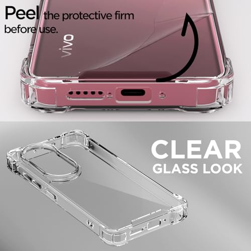 Image of Outlouders Back Cover for Vivo T4R 5G / iQoo Z10R 5G / Vivo V50 5G / V50e 5G Clear Transparent PC + TPU Bumper Case with Raised Edges for Shockproof Protection(Transparent)