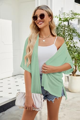 Image of Yekaty Lightweight Cardigans for Women Casual Summer Short Sleeve Cardigan Open Front Beach Coverups 2026
