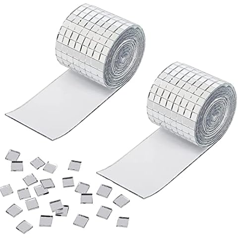 Selbstklebende Mini Spiegel, 2 Rolle Mosaikfliesen Selbstklebend, Mosaik Fliesenaufkleber, Echtglas Spiegelfliesen Selbstklebend, Spiegelfliesen Selbstklebend für Diy Küche Badezimmer Ktv(Silber) Cover