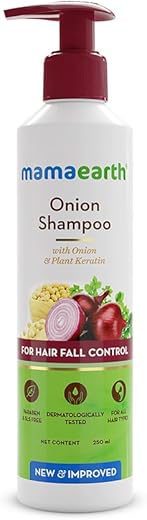 Mamaearth Onion Hair Fall Shampoo for Hair Growth & Hair Fall Control, with Onion Oil & Plant Keratin 250ml