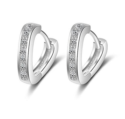 Boowhol Damen Ohrschmuck Elegant Ohrringe V-Förmige Herzförmigen Strass Ohrringe Voller Diamant Hypoallergen Creolen Klein 925 Sterling Silber Cover