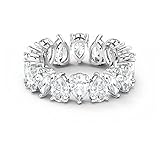 Swarovski Pear Vittore Ring, Women's Ring with Pear-Shaped White Crystal Stones on a Rhodium Plated...