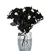 Vaguelly Halloween Flowers 10Pcs Artificial Halloween Rose with Skull Head Black Leaves Faux Silk Rose Picks Flower Stems Rose Flower Bouquet for Halloween Party Haunted House Home, Black