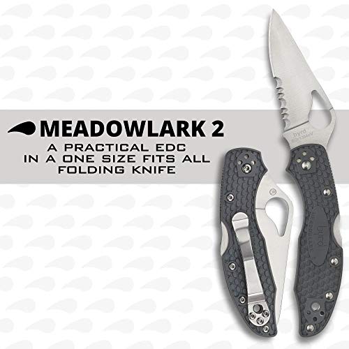 Image of Spyderco Byrd Meadowlark 2 Lightweight Knife with 2.90 inch Stainless Steel Blade and Gray Non-Slip FRN Handle - CombinationEdge - BY04PSGY2
