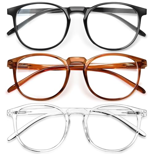 Image of IBOANN Chic & Comfy Blue Light Glasses for Women - 3-Pack Round Frames, Screen-Ready Style with UV Protection Coating
