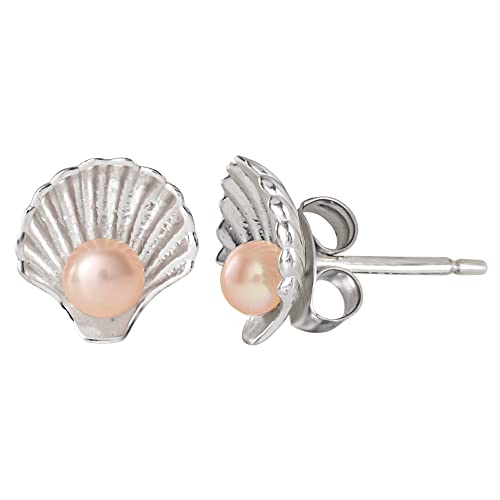 Disney Princess Jewelry, Little Mermaid Seashell Pearl Stud Earrings, Sterling Silver #TOP3