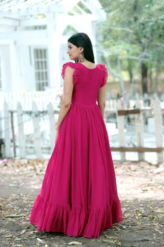 Image of Women's Floral Printed Stylish Georgette Anarkali Gown for Women.