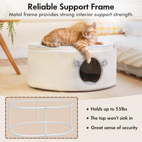 Cat Bed for Indoor Cats — top-down angle highlighting key features