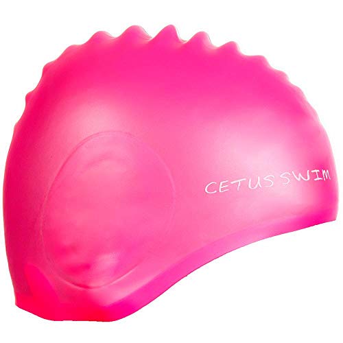 Touca de Silicone para Natação Cetus Cobre Orelha - Rosa