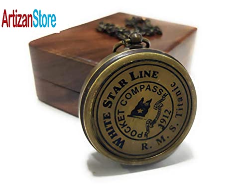 Brújula de bolsillo de latón antiguo ArtizanStore miniatura 5