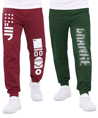 Image of KYDA KIDS Boys 100% Cotton Track Pants | Premium Printed Soft Single Jersey Fabric | Elastic Waist Loose Fit Summer Full Length with Rib Hem (Pack of 2)