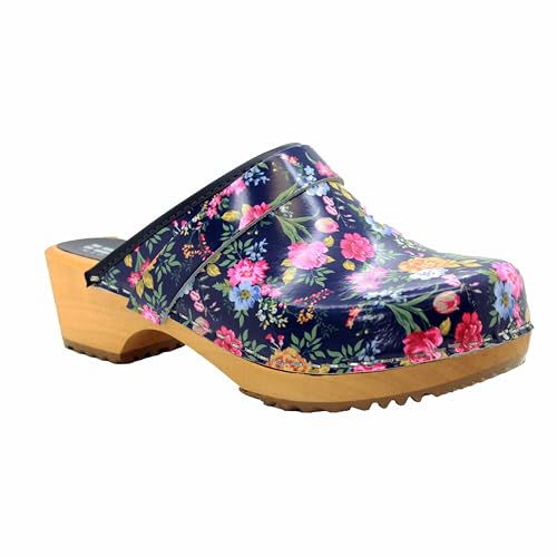 Image of Bjork Maja Wood Open Back Leather Clogs