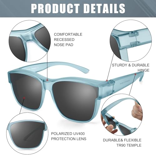Image of Polarized Sunglasses Fit Over Glasses for Women Men, Oversized Square Sun Glasses UV400 Protection