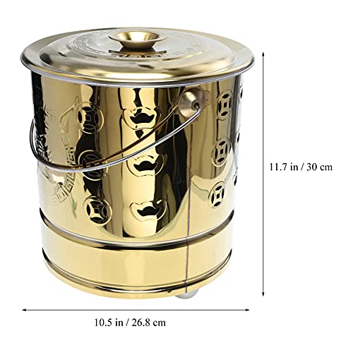 Angoily 11S38O10LVFSUU47JGRUZMGJ 1Pc Stainless Steel Paper Burn Barrel, Stainless Steel Incinerator Cage With Lid, Joss Paper Money Incinerator Can For Garden Paper Leaf Trash Wood Backyard Bonfire 11.79X10.53X10.53 Inch thumb #1