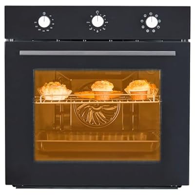 24" Single Wall Oven, 2.5 Cu. Ft Built-In Electric Oven with 8 Cooking Mode, 3-Layered Glass Door, 3000W/240V Convection Built-In Oven with Mechanical Knobs Control and Safety Lock