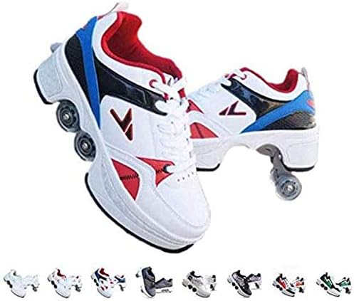 CHSSIH Roller Skates for Women, Men's Skates, Children's High-Heeled Skates, Kick Skates Retractable Adult Skates, Children's Double-Row Deformed Roller Skates,C-7