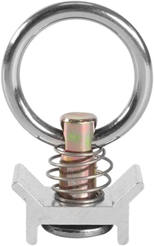 Aluminum Alloy L Track Anchor 35cm Quick Release Ring Bolt RV Trailer Camper Cargo Securing Bar Silver Black(Silver Pull Ring)