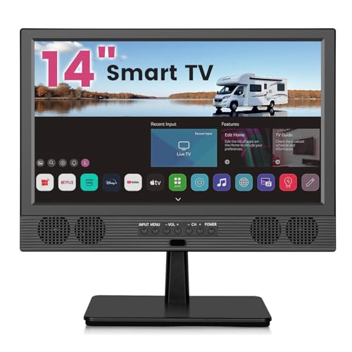 Image of othoig 14 Inch Small Smart TV HD 720P LED, Compact Flat Screen Smart TV with Built-in Speakers, Digital ATSC Tuner,HDMI/USB/AV Inputs,Small Smart tv for Kitchen,Bedroom,RV,Camper,Camping