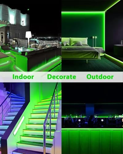 Image of 16.4 Feet Neon LED Strip Light | 12V Adapter, Waterproof IP65, Silicone Flexible Rope Light for Home Wall Decor & Gaming Room| Led Strip Lights | Neon Lights 5 Meter | (Green)