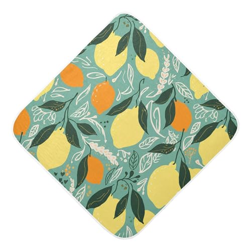Kigai Baby Hooded Towel Absorbent Baby Bath Shower Towel with Hood for Newborn Boys Girls Babies Infant Toddler (Lemons 35 x 35 in)