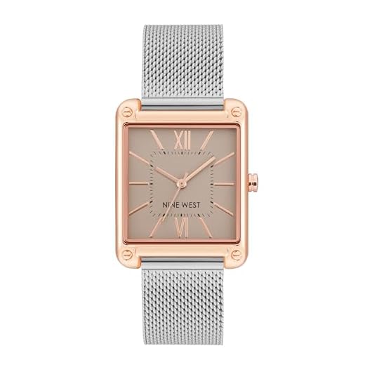 Nine West Women's Rose Gold-Tone and Silver-Tone Mesh Bracelet Watch