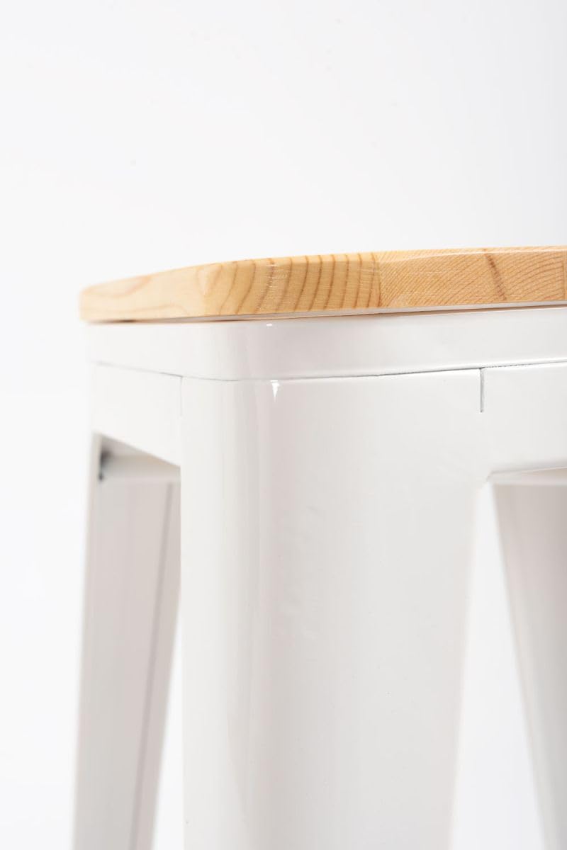 Regalos Miguel - Pack 2 Taburetes Torix Bajos Madera Natural 67 cm - Blanco