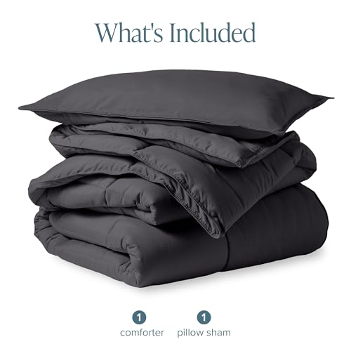 Image of Bare Home Comforter Set - Twin /Twin Extra Long Size - Ultra-Soft - Goose Down Alternative - Premium 1800 Series - All Season Warmth (Twin /Twin XL, Forged Iron Grey)