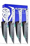 DALSTRONG Steak Knives - Set of 4 - 5" Straight Blade Edge - Gladiator Series - Forged German High-Carbon Steel - w/Sheaths - Glacial White ABS Handle - NSF Certified