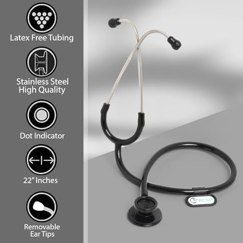 Image of RCSP Stethoscope for Kids Playing Toys Doctor Ala Plastic Body Clear Sound Light Weight Chest Piece Compact & Classic Look Black