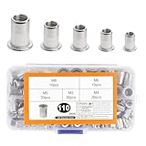 110 Stk Nietmuttern Sortiment, M3 M4 M5 M6 M8 Edelstahl Blindnietmuttern Set,...