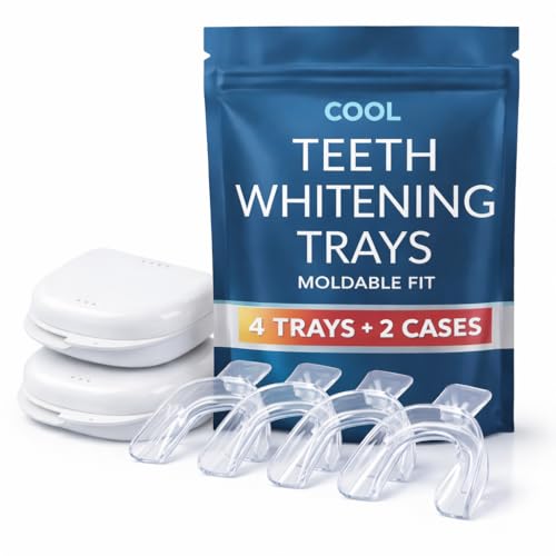 Teeth Whitening Trays Moldable 4 Dental Trays 2 Retainer Case Teeth Trays for Tooth Whitening Gel Compatible with Opalescence Teeth Whitening Gel