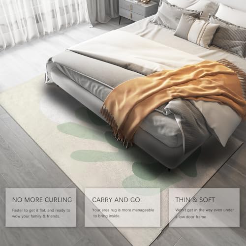 Tapis antidérapant lavable 90x150cm avec imprimé feuille vert