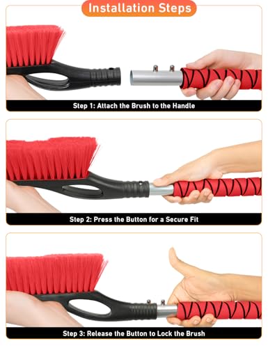Image of EcoNour 27 inch Car Snow Brush and Ice Scraper (2 Pack) | Aluminum Snow | Scraper for Cars with Ergonomic Foam Grip | Scratch-Free Windshield Ice Scraper and Snow Remover for Cars and SUVs