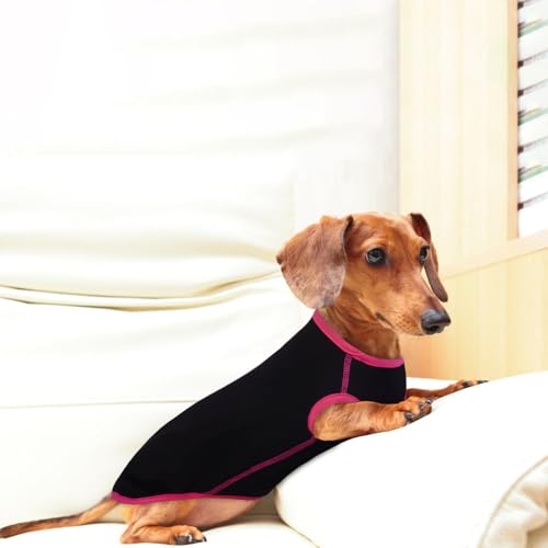 Lelepet Hundeshirt für Dackel, Hund Sommer T-Shirt Weiches Hundehemd, Atmungsaktives Dackel Hunde Shirt, Dehnbare Dackelkleidung, Leichter Hundepullover Shirt, Schwarz M