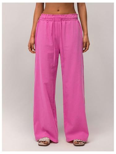 SOLY HUX Women's Wide Leg Pants Drawstring Elastic Waist Casual Long Trousers4