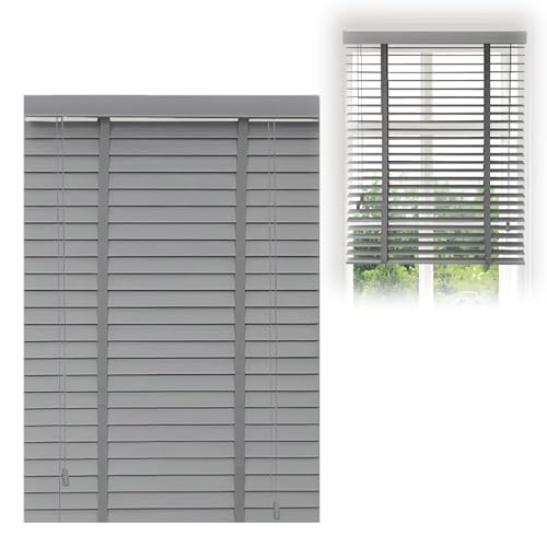 Cordless Wooden Venetian Blinds 50x120 cm - Darkening Horizontal Shades for Living Room Bedroom & Interior Doors - Stylish & Functional Wood Slats Curtain