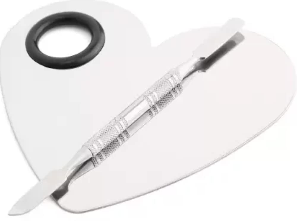 Stainless Steel Heart Shaped Makeup Palette Spatula - Makeup Artist Makeup Enthusiast Tools for Blending Cosmetic Foundation Shades-image-36