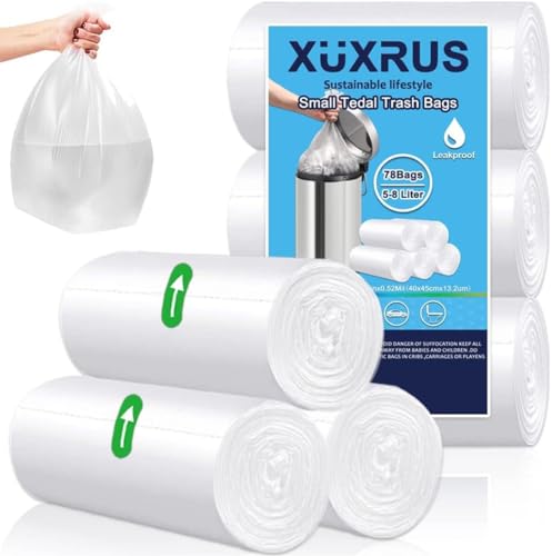 XUXRUS 5L Pedal Bin Liners Clear Bathroom Bin Bags Leak-Proof 78 Count