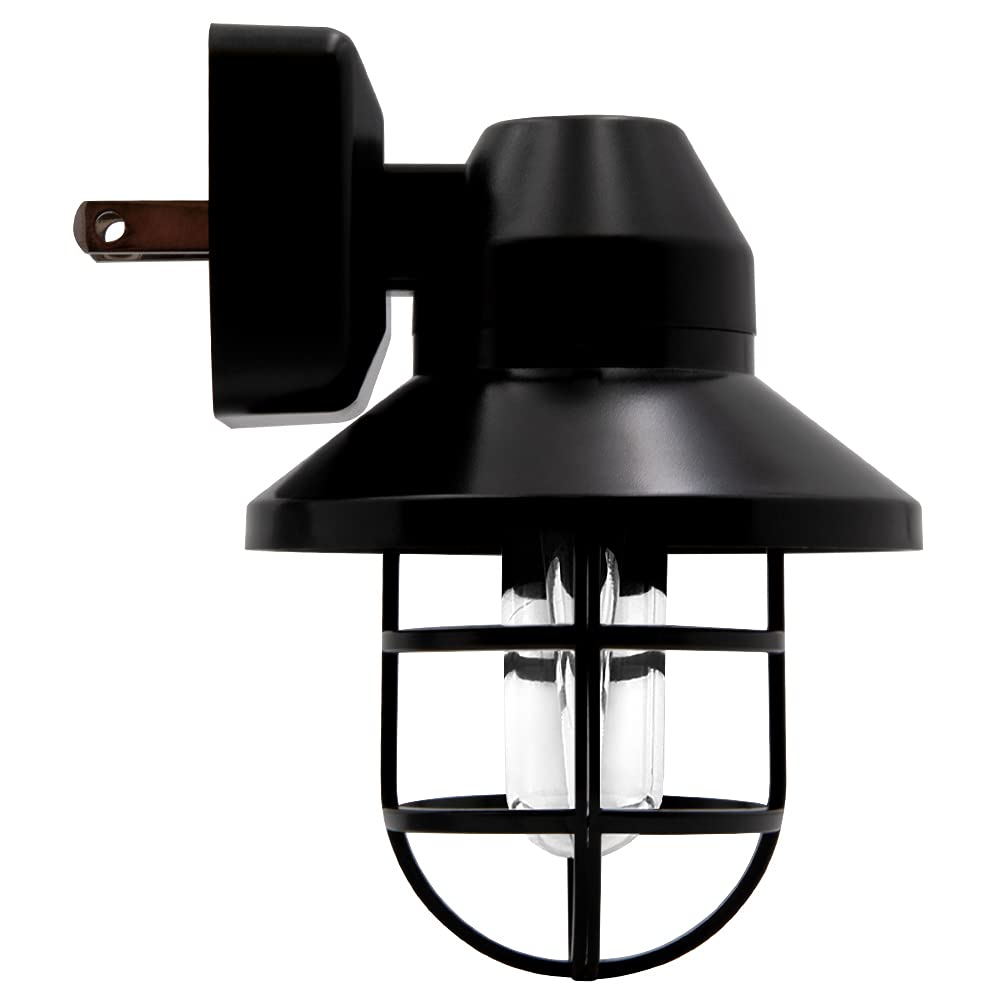 Maxxima Decorative Vintage LED Night Light - Farmhouse Plug-in Wall Outlet Light, 3000K Warm White, Features Automatic Dusk-to-Dawn Sensor, Rustic Design Ideal for Bedrooms, Kitchens, Bathrooms