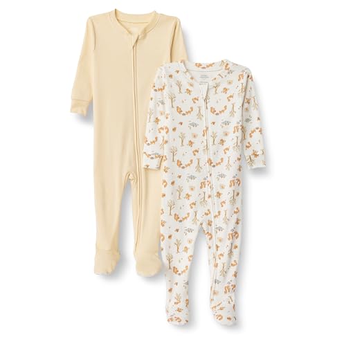 Amazon Essentials x Sofia Grainge Pigiami con Piedi Attillati in Cotone Unisex Bambini e Ragazzi, Pacco da 2, Giallo...