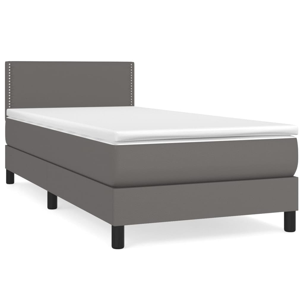 Letto a molle, 100 x 200 cm, in similpelle, con materasso a molle insacchettate, testiera regolabile in altezza, set di mobili per camera da letto