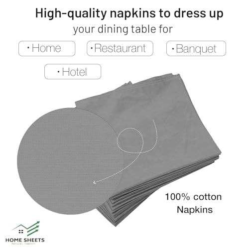 Image of 100% Cotton Dinner Napkins 12x12 Inch, Soft & Durable, Reusable Cloth Napkins for Dining, Events, and Everyday Use (Light Grey, Set of 25 (12x12))