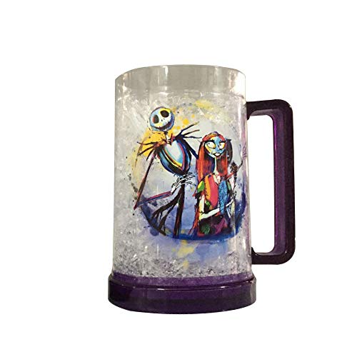 Image of Silver Buffalo Nightmare Before Christmas Views Disney's Stitch Hawaiian Flower Freeze Gel Plastic Stein, 16-Ounce, Purple