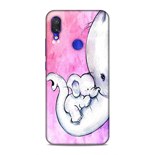 Image of Printed Mobile Back Hard Case Cover for Redmi Note 7 / 7S / 7 Pro | Cute Elephant, Baby Elephant, Mom's Love -2202