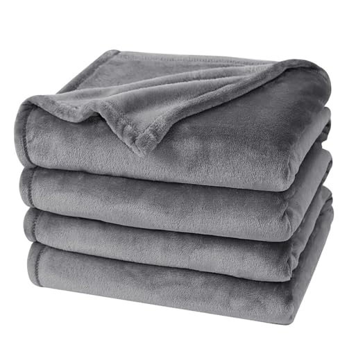 Highdi Couverture Polaire Plaid, Douillette et Douce, Microfibre, 70x100cm, Gris Clair